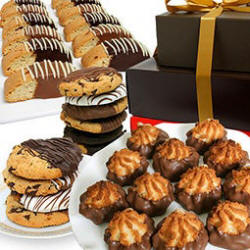 Belgian Chocolate Dipped Cookie Tower - Baked Goods Gift Baskets - Fresh Baked Gift Basket Delivery - Fresh Baked Gift Baskets