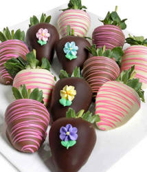 Flower Power Chocolate Covered Strawberries Gift - Chocolate Coverd Gift Baskets - Chocolate Covered Fruit Gifts Sets