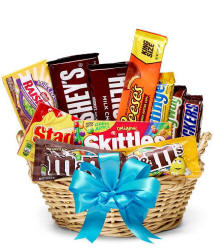 Blue Ribbon Candy Gift Basket - Candy Gift Basket Delivery - Custom Candy Gift Baskets - Candy Gifts for any occasion