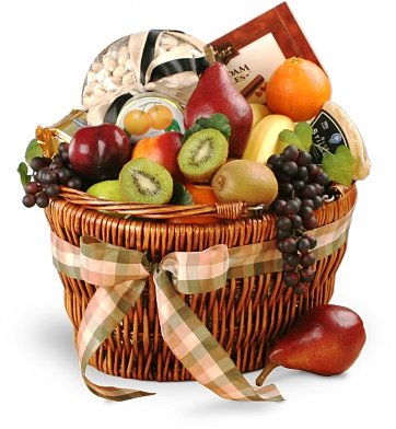 Delightful Combinations Fruit and Gourmet Basket $84.95 Same Day Delivery