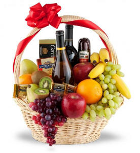 Fruit and Wine Gift Basket