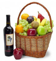 Wine and Fruit Basket $107.95 - Same Day Delivery