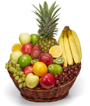 A variety of fruit for delivery in a basket 