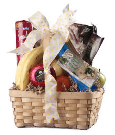 Afternoon Delights Gift Basket - Fruit, Cheese, Sausage, Crackers Gourmet