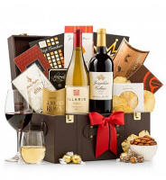 Capture clients, impress colleagues, and cement business relationships with this top selling gift. Earning rave reviews from customers time and again, this large chest holds a prestigious selection of gourmet foods and a bottle each of red and white wine.